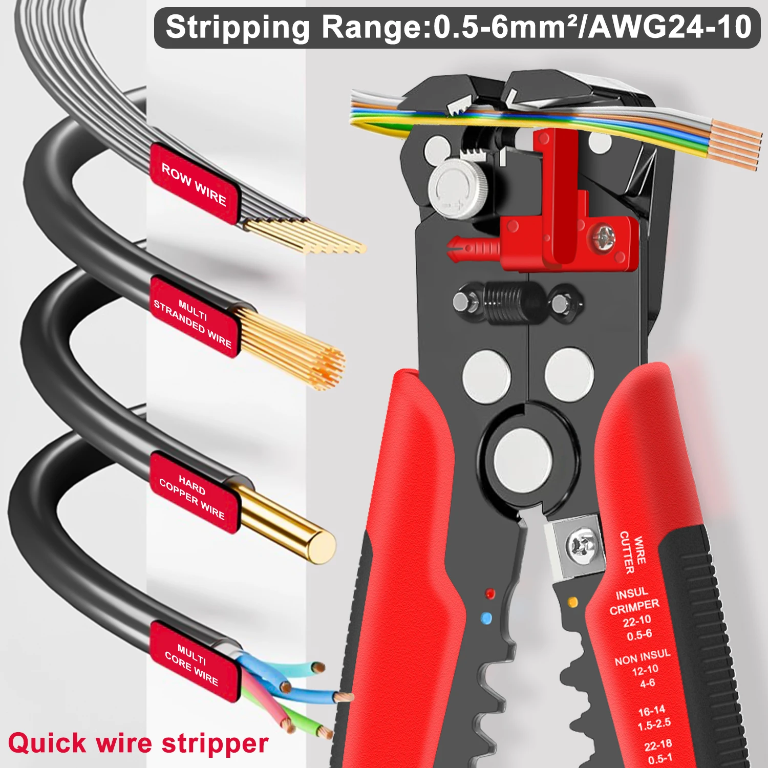 Automatic Wire Stripper Cutter - HS-D1 Self-Adjusting Wire Stripper,3 in 1
