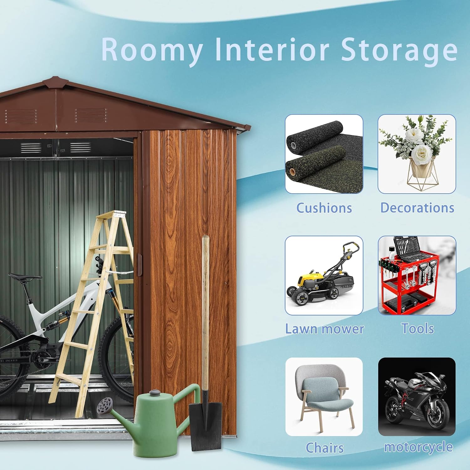 6x6FT Metal Outdoor Storage Sh - đánh giá và giá Garden Tools